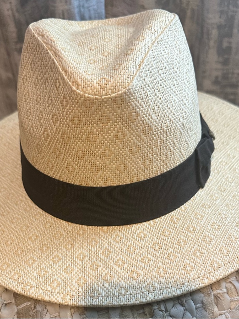 Peter Grimm Natural Straw Fedora with Brown band